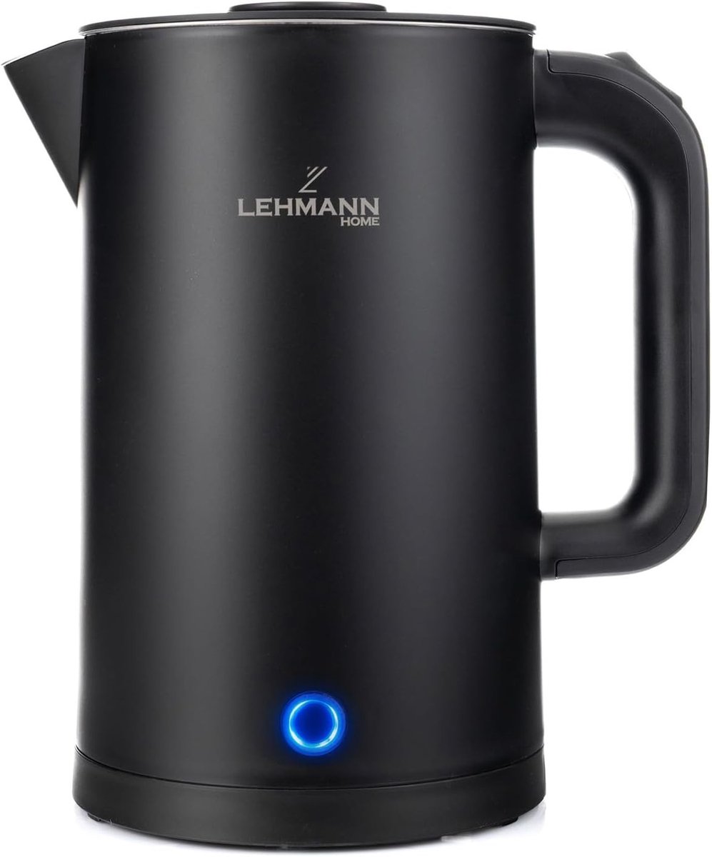 Lexium Store Reiswaterkoker Zwart 1 7 Liter Dubbelwandig Voor Babyvoeding Thee en Koffie