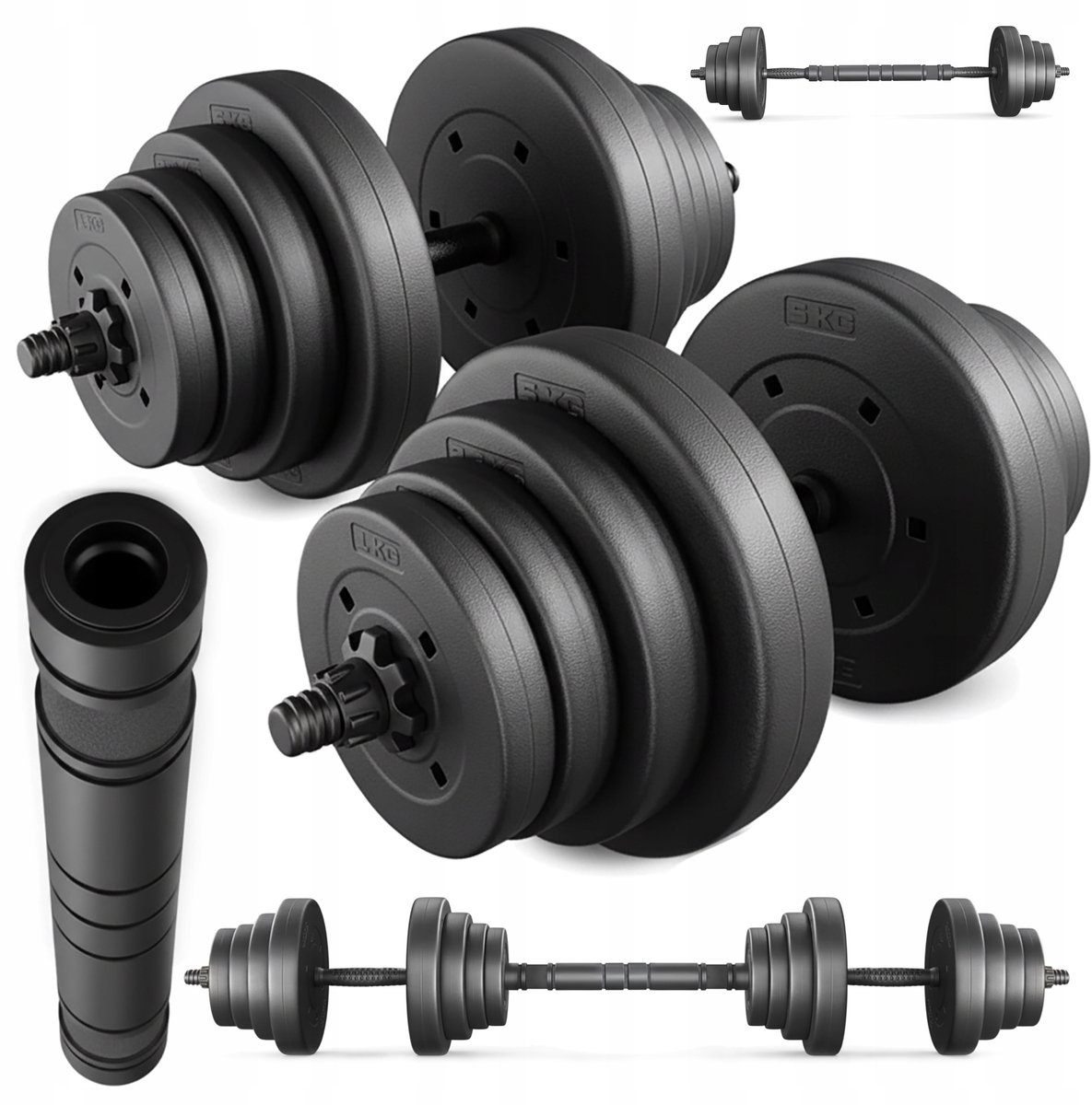 Verstelbare Halsterset 40kg met Stang - Thuis Fitness