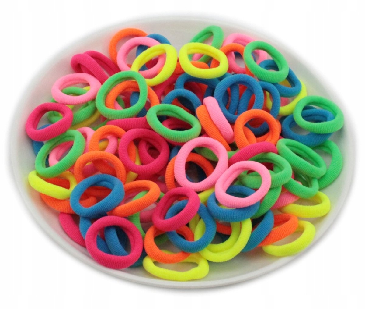 100 Stuks Neon Haarelastiekjes voor Meisjes - Lycra Mix
