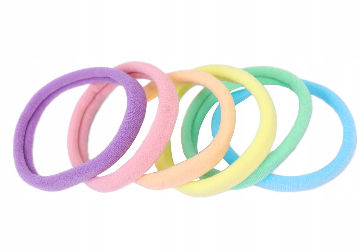 Set van 6 dikke, sterke elastische haarelastiekjes in regenboogkleuren