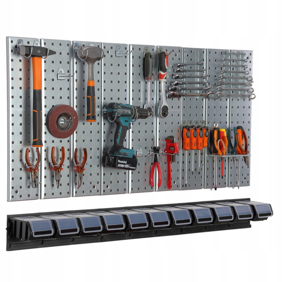 Metalen Gereedschapswand met 11 Bakjes - 116x58.3 cm