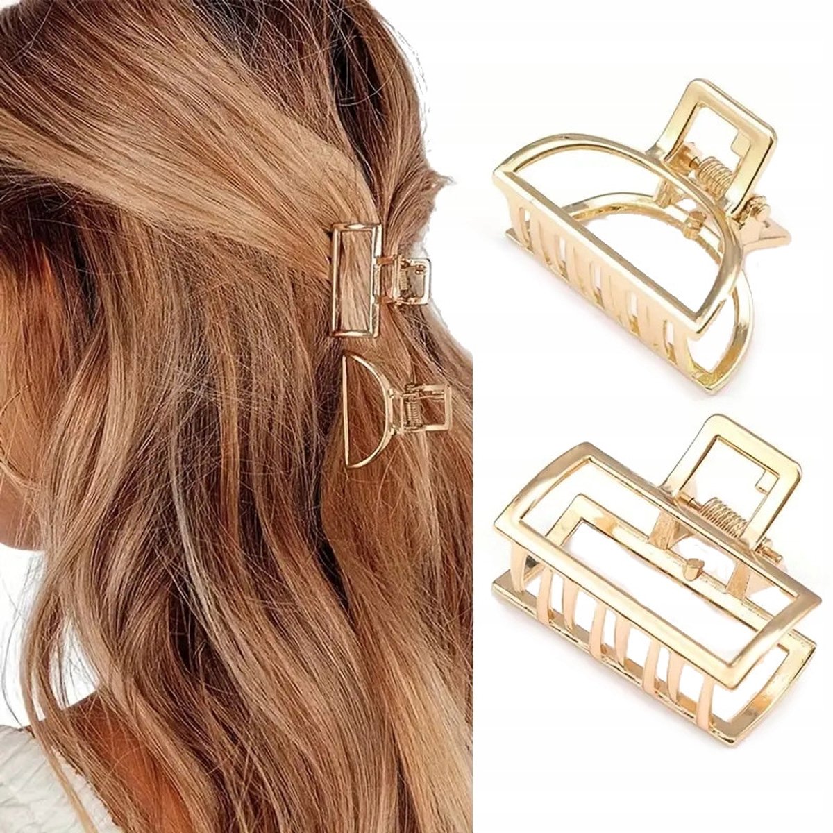 Set van 2 Gouden Metalen Haarclips - Stijlvolle Haaraccessoires