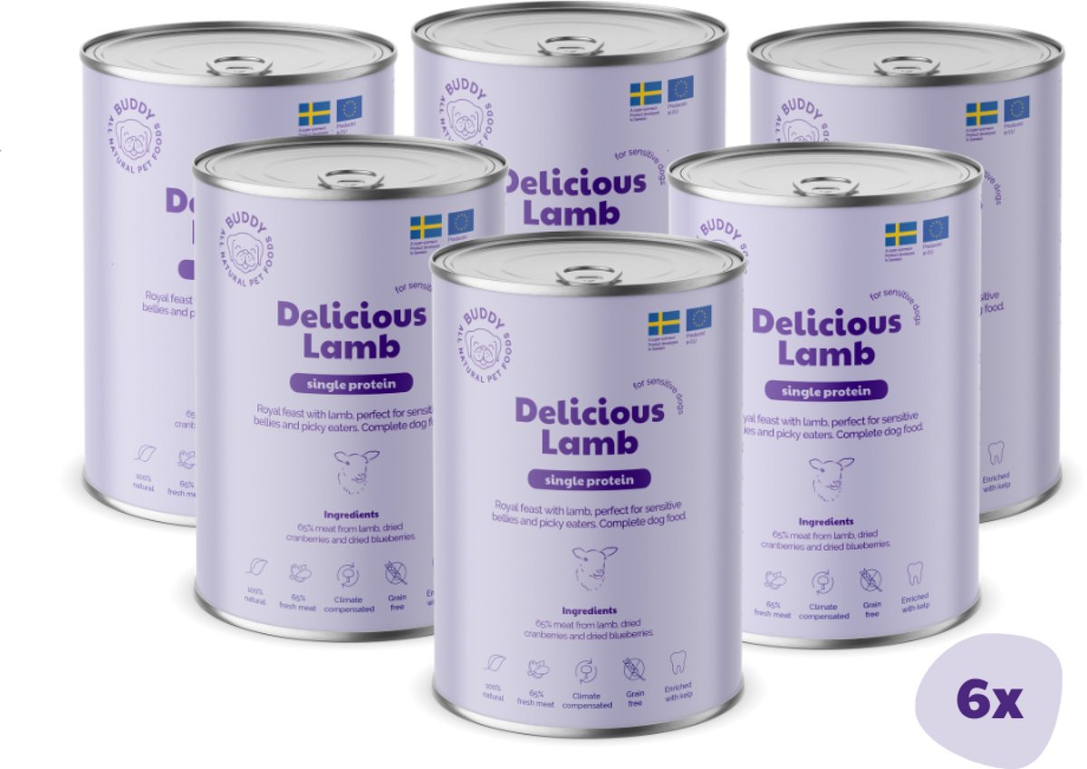 BUDDY BUDDY natvoeding Delicious Lamb 400 gr. - per 6 stuks