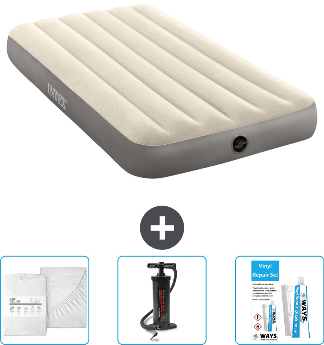 Intex Luchtbed - 1-Persoons - 99 x 191 x 25 cm - Beige - Inclusief Accessoires CB3