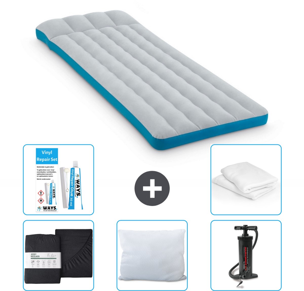Intex Campingmat - Twijfelaar - 72 x 189 x 20 cm - Blauw - Inclusief Accessoires CB5