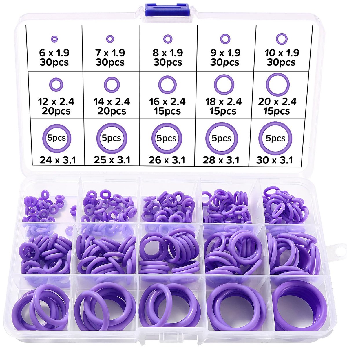 Lyeteung 260 Stuks 15 Maten O-ring Afdichtringen Set, Siliconen O-Ring Assortimentset, O-ring Assortiment, voor - ShopVlot