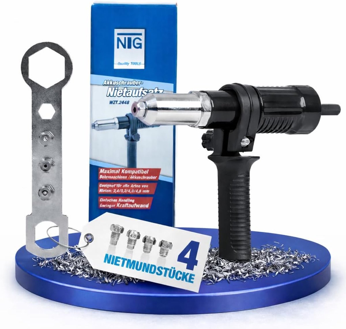 NTG Stapling set for cordless screwdrivers and drills, rivet adapter, rivet pliers, for riveting blind rivets, for - ShopVlot