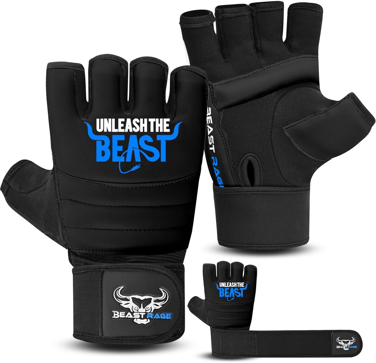 BEAST RAGE Punch Bag Taekwondo Karate handschoenen voor mannen en vrouwen, halve vingers, MMA, kickboksen, sparring - ShopVlot