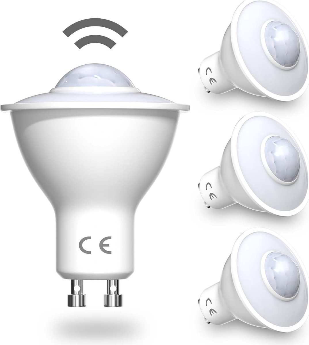 Sensor lampjes met bewegingsmelder - Wit - GU10 5W LED Reflectorlamp - Warm wit 3000K - Voor binnengebruik