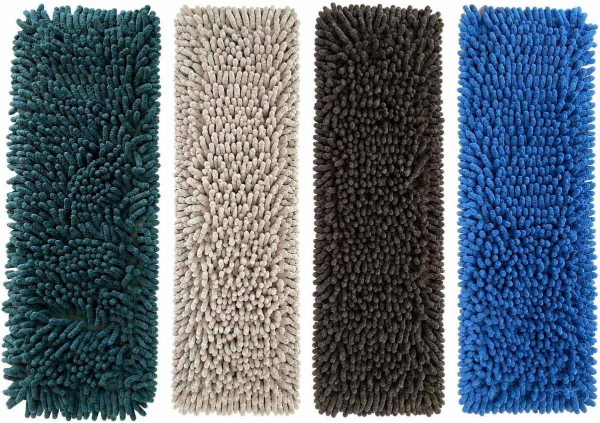 Set van 4 Microvezel Vloerwisser Vervangende Doeken - Grijs - 42 x 13 cm - Wasbare Dweildoeken voor Tegels en Houten Vloeren