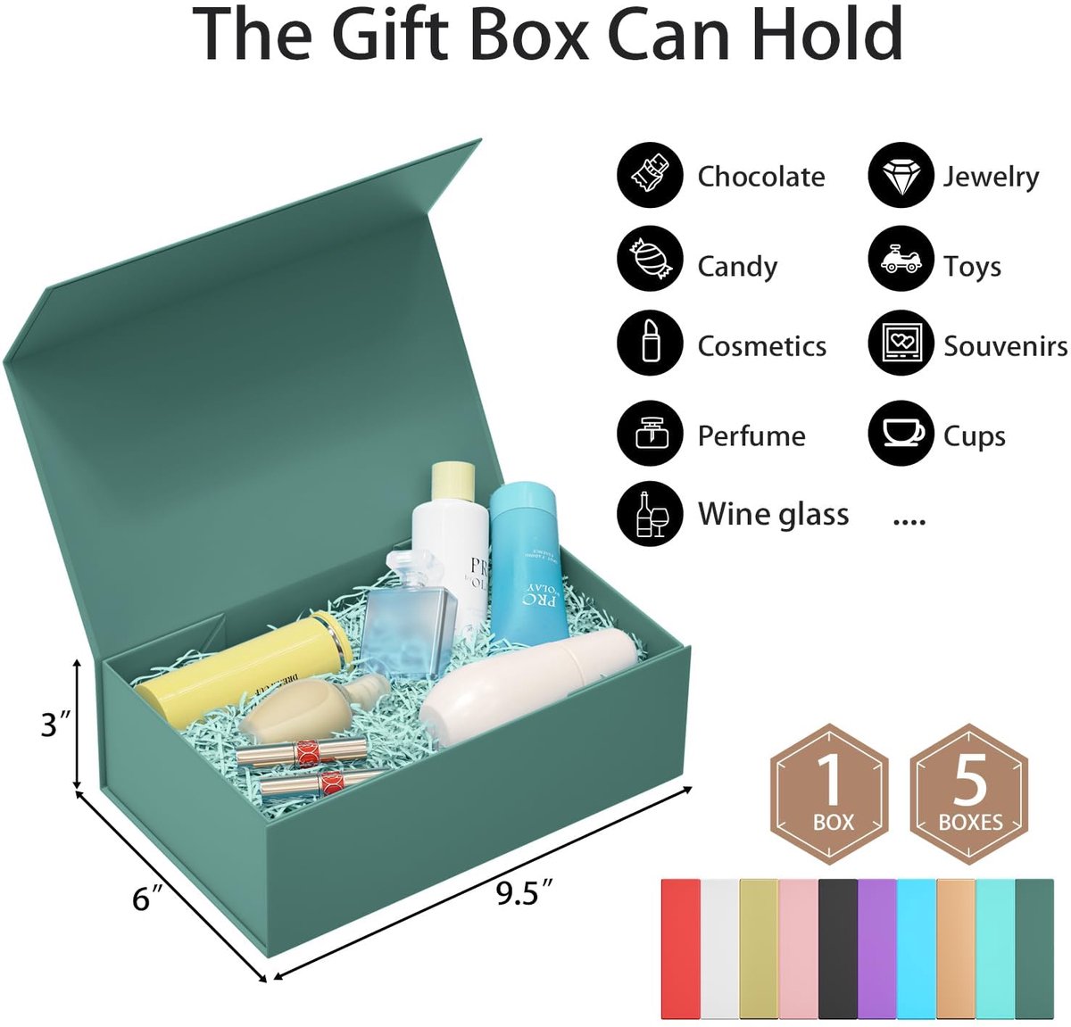 Geschenkdoos, 1 stuk, 24 x 15 x 7,6 cm, met deksel, magnetische sluiting, rechthoekig, vouwbaar, voor bruidsjonker - ShopVlot