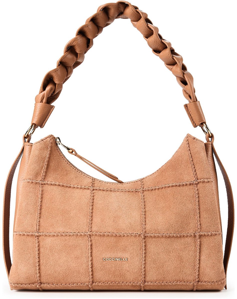 COCCINELLE Leren handtas schoudertas Boheme Check Embroidery Handbag Robin / Robin Lichtbruin