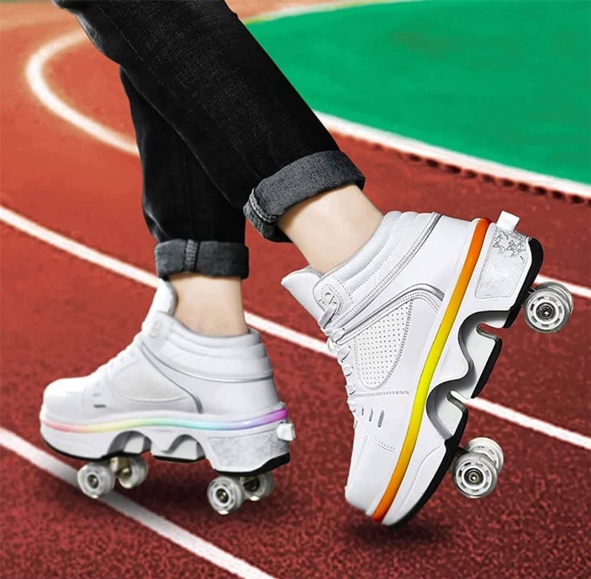 Rolschaatsen - Wit met Licht - Maat 40 - Multifunctionele Skateschoenen - Voor Jongens en Meisjes
