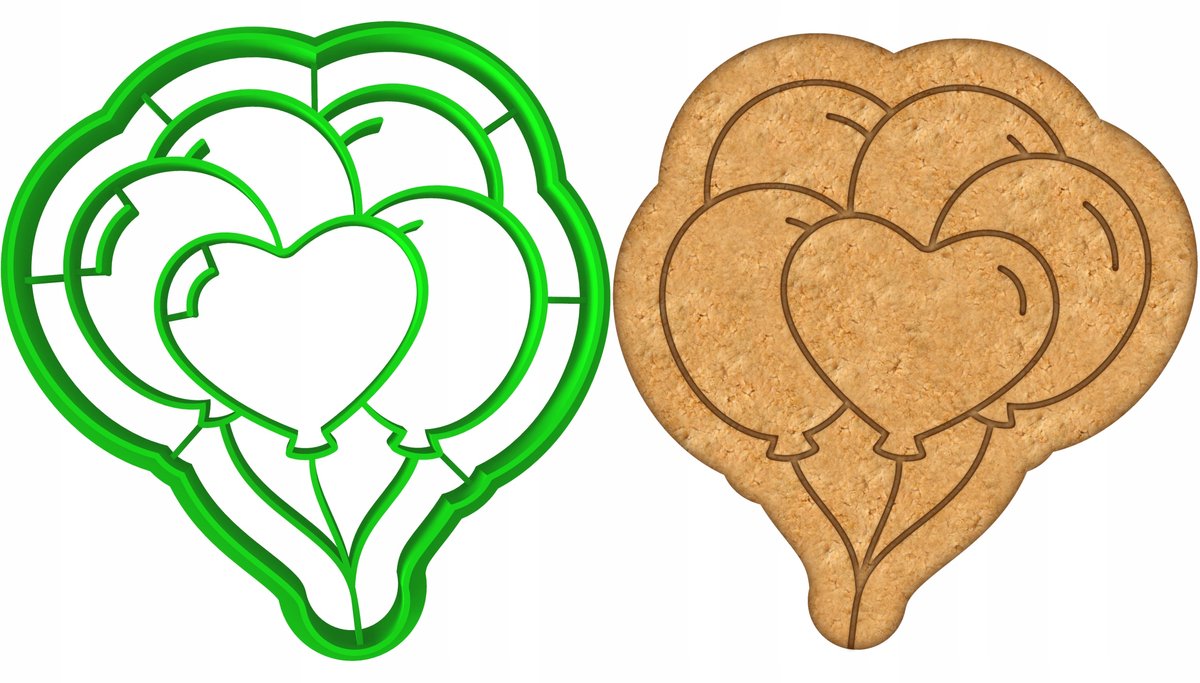 Valentijns Hart Ballon 3 Koekjesvorm - 8cm