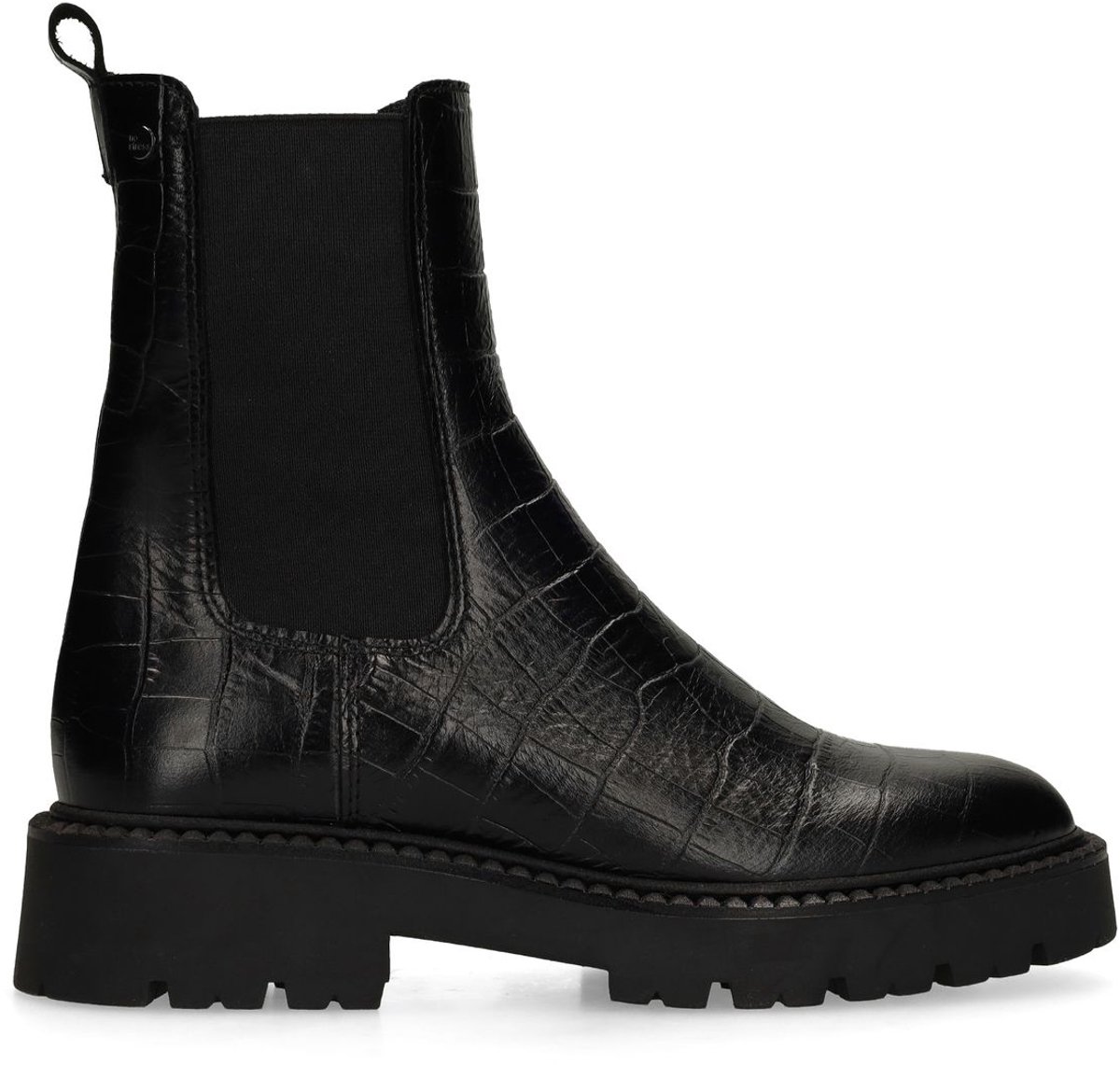 No Stress - Dames - Zwarte leren croco chelsea boots - Maat 40