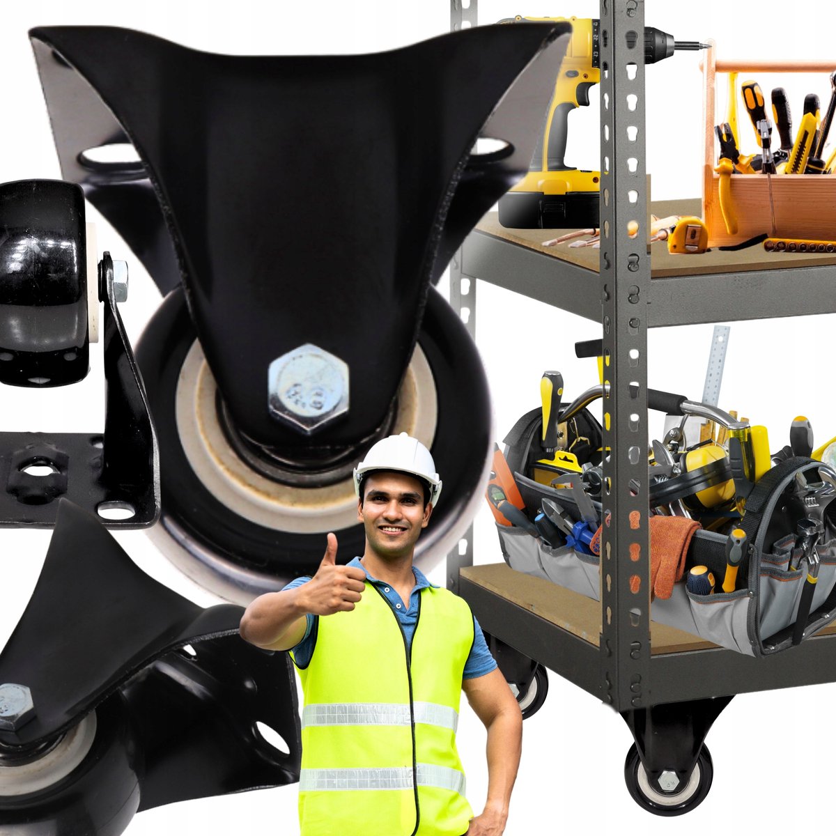 Industriële Zwenkwielen 50mm Polyurethaan - 75kg Draagvermogen