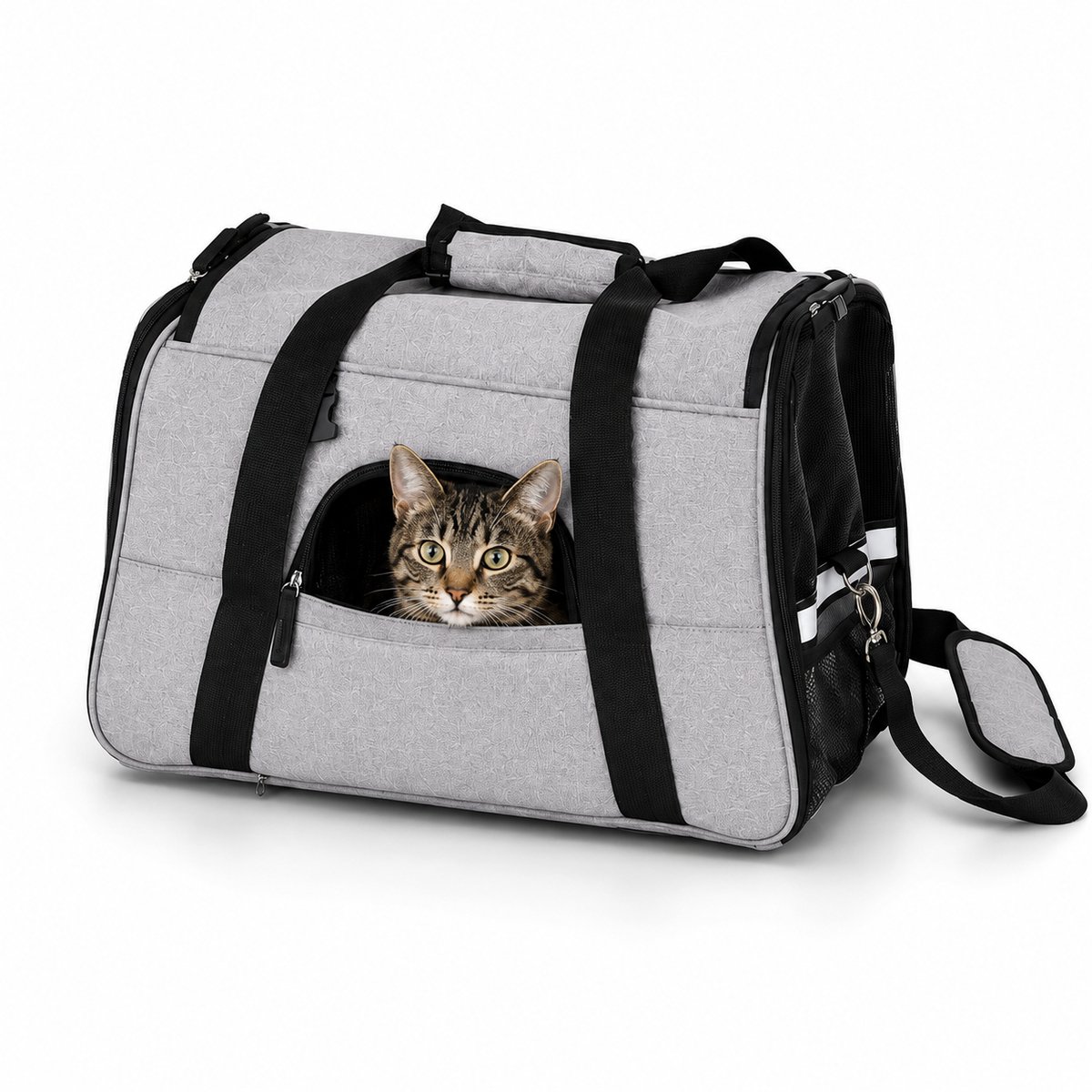 belviona Kattentransporttas, opvouwbaar, ventilerend & veilig tot 10 kg, grijs