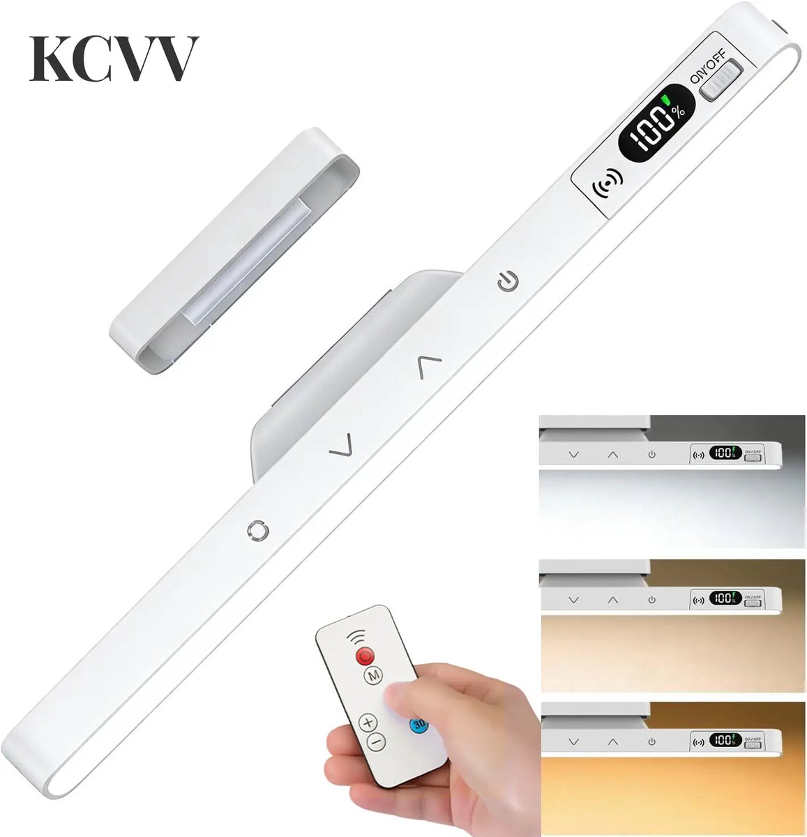 Bureaulamp led-kastverlichting-bureaulamp-1 stuk dimbare spiegelverlichting - 2500mAh oplaadbare LED-kastverlichting - Make-up lichtstrip met 120 LED's - Aanraakgevoelig - Magnetisch voor kasten, keukenkastjes, nachtkastjes - Wit - 29 cm