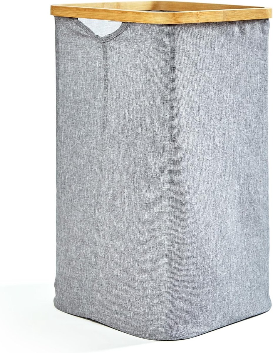 foldable laundry basket with ring made of ecological bamboo approx. 50x32 cm & 50 liters capacity - ShopVlot