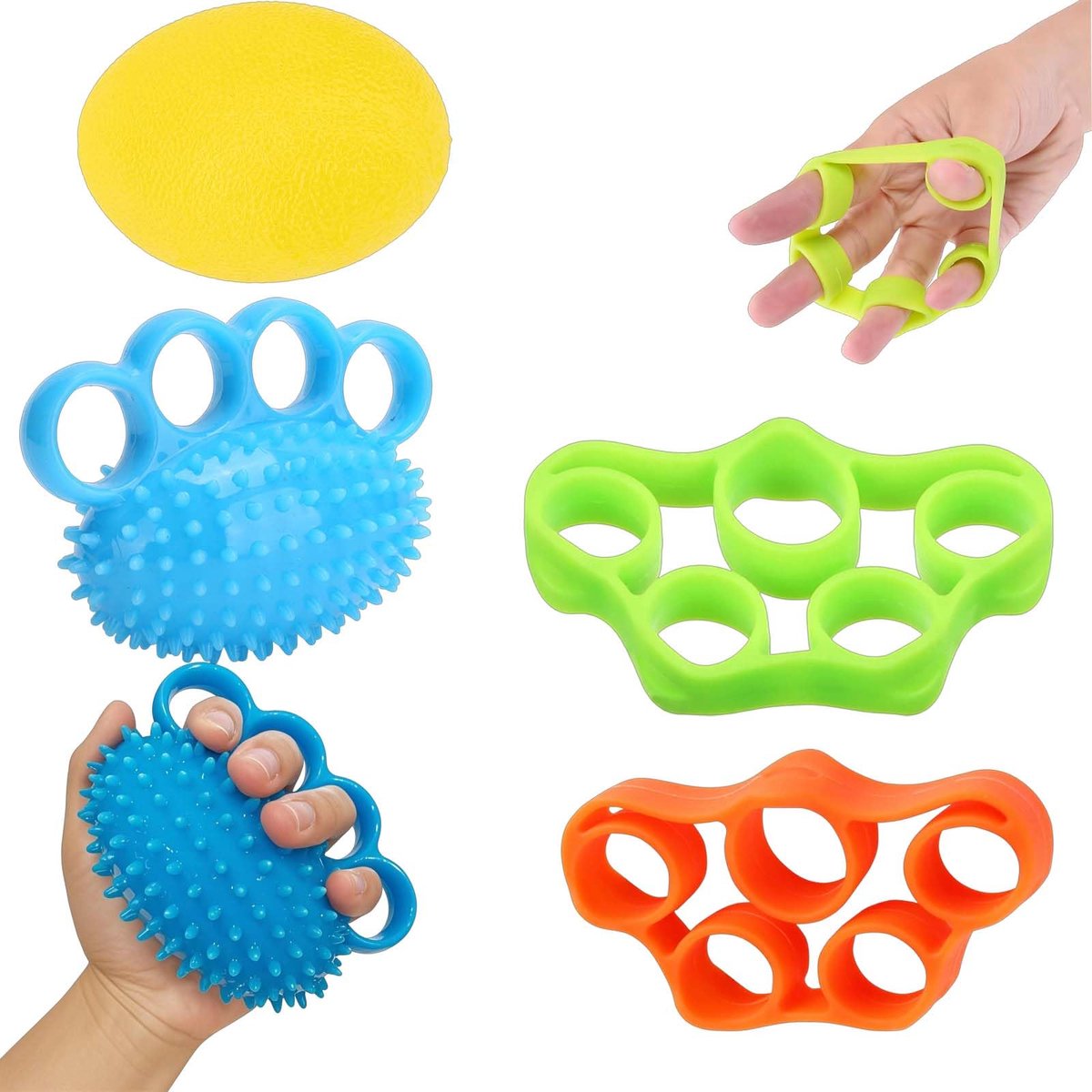 Handtrainer Set - Therapieknete voor vingertraining en revalidatie met 4-in-1 gripballen
