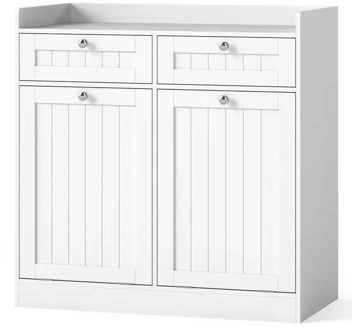 Emvae Wasmand Kast - Wasmand met Kantelbaar Vak - Badkamerkast met Lade, Bovenplank en Uitneembare Stoffen Waszak - 79 x 40 x 80 cm - Hout