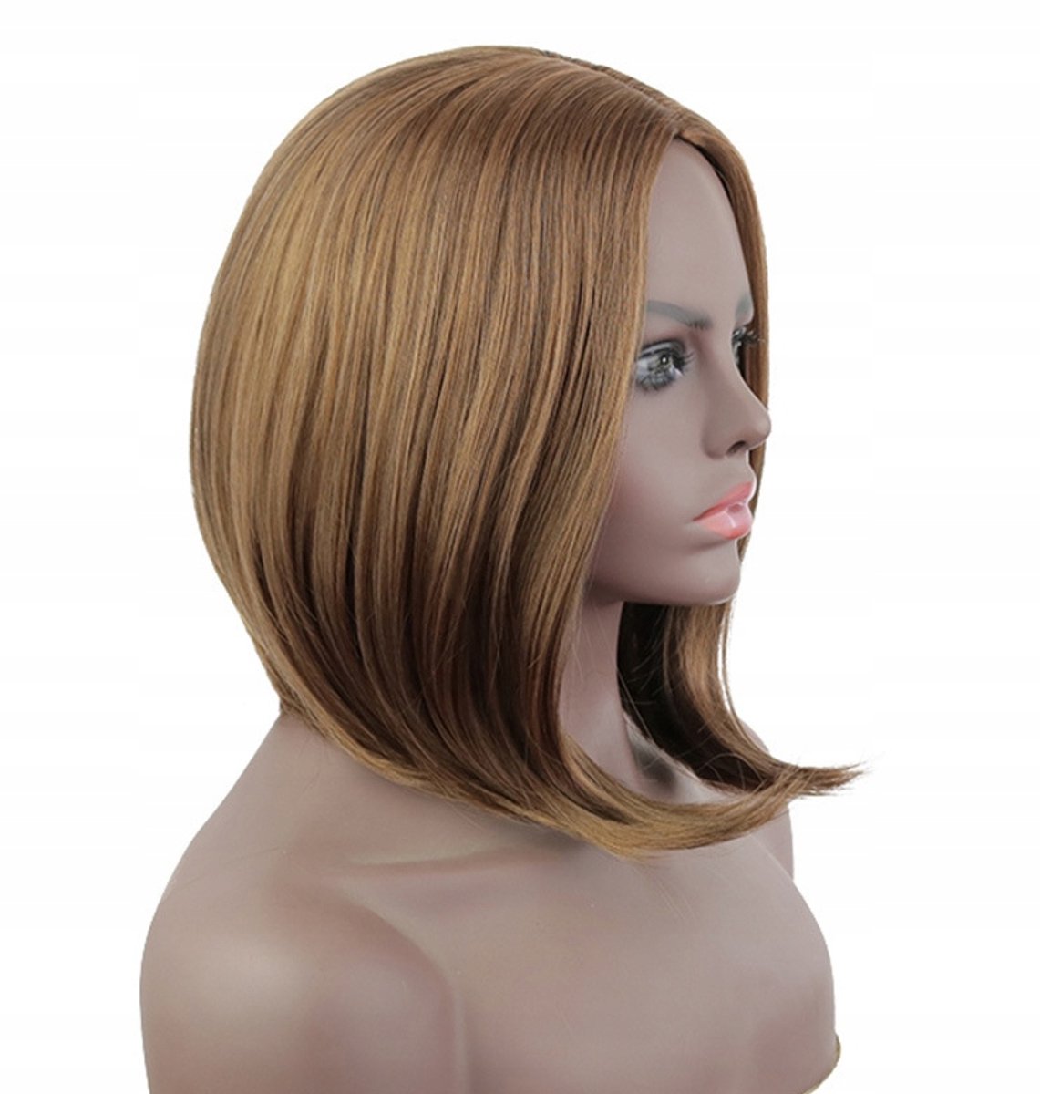 Cosplay Pruik Bob Recht Goud 40cm - Inclusief Pruikenkapje
