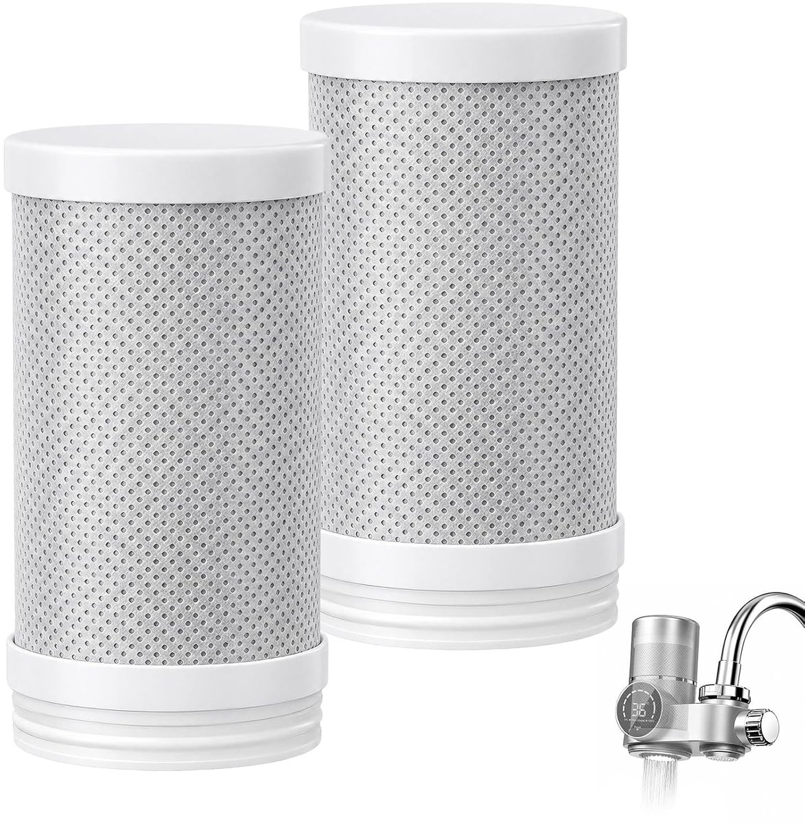 Waterfilter kraanfilterelement 2 stuks - actieve kool - voor schoon drinkwater - eenvoudig te installeren - ShopVlot
