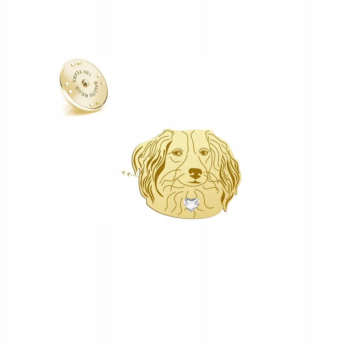 Gouden Dutch Spaniel Broche - 925 Zilver & 24k Goud - Cadeau