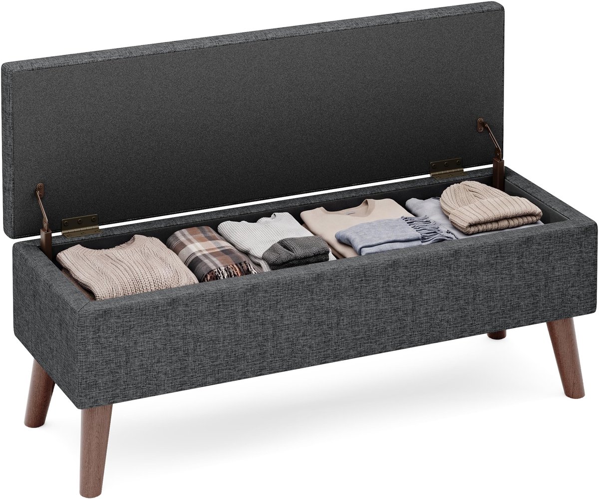 Opbergbank 110 cm - gevoerd linnenlook - stabiel en robuust - multifunctioneel voor slaapkamer - ShopVlot