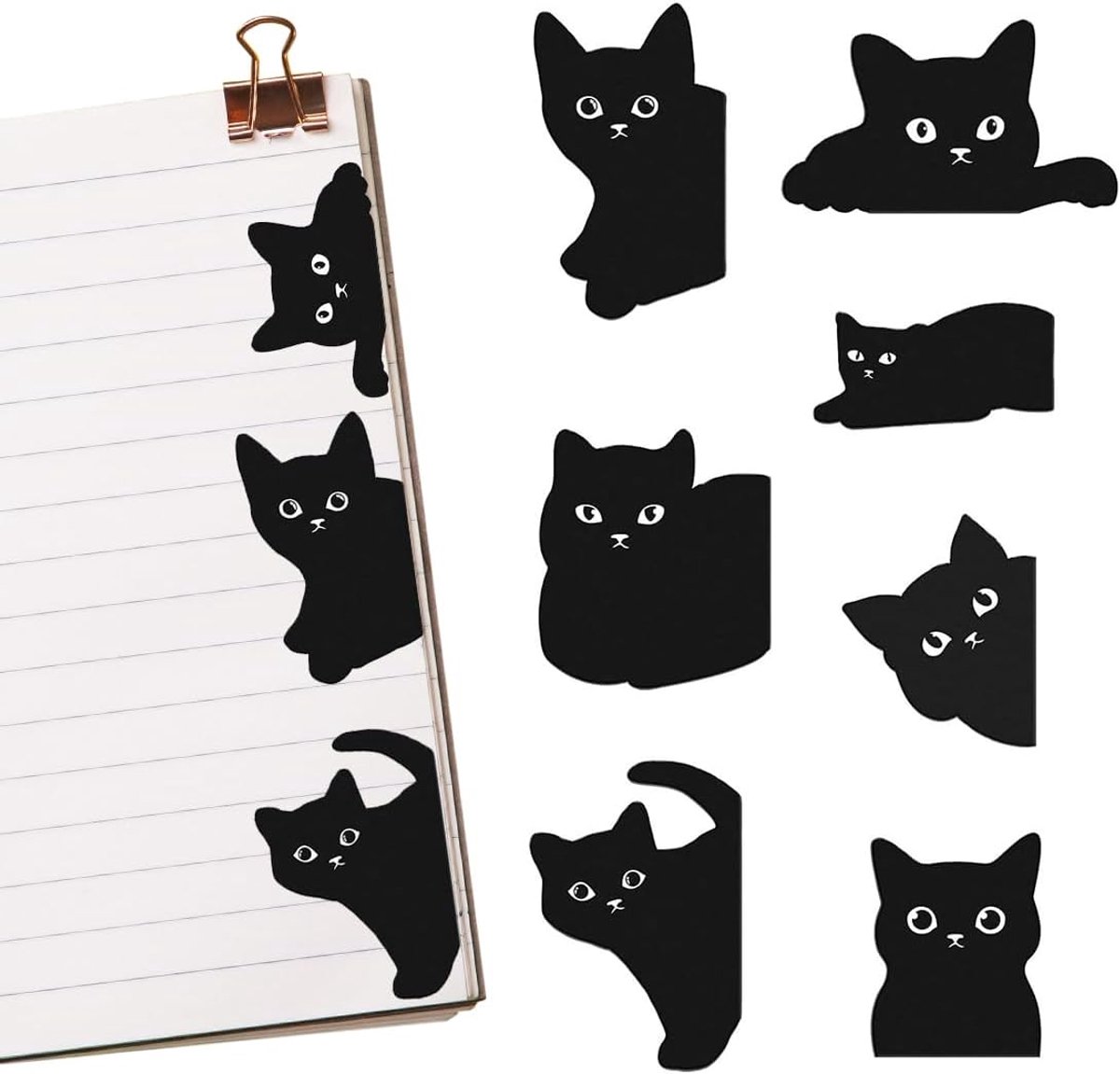Magnetische boekenleggers 7 stuks - zwarte kleur - kattenbladwijzers - ideaal voor boekenliefhebbers - ShopVlot