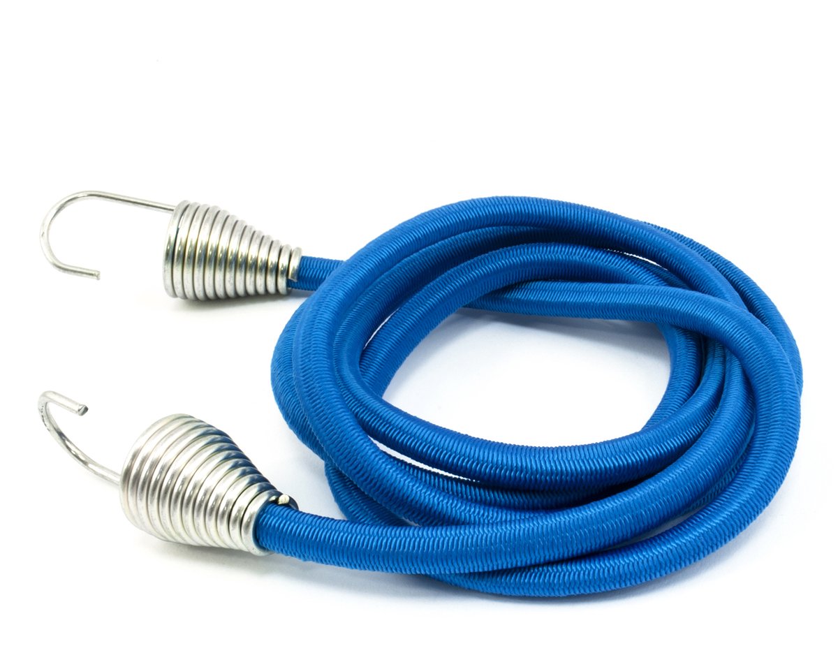 Elastische Spanband met Haak, 10mm x 0.5m, Blauw, voor Bagage & Zeil