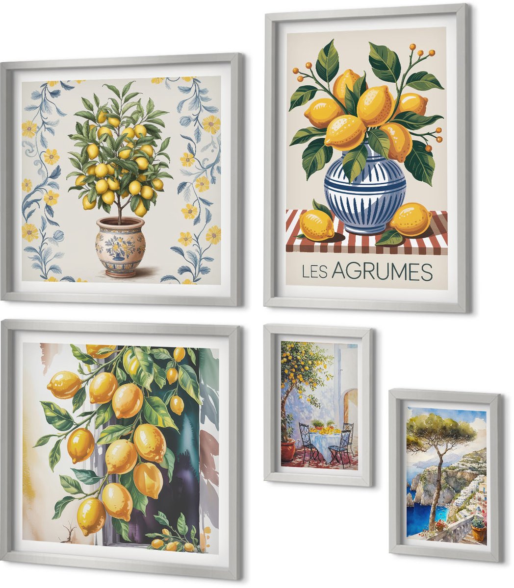 Coloray 5-Delige Schilderij Set - Portretten Van Mensen In Kleurrijke Patronen En Een Opschrift Over Familie. - 20 x 30 cm - Decoratieve Schilderijen - Woonkamer - Interieur - Moderne Wanddecoratie