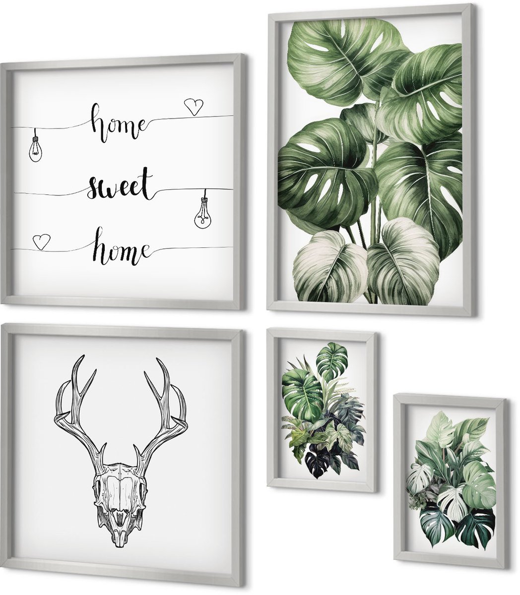 Coloray 5-Delige Schilderij Set - Uitzicht Op Een Bergrivier En Waterval In De Natuur. - 20 x 30 cm - Stijlvolle Wanddecoratie - Interieur - Moderne Wanddecoratie