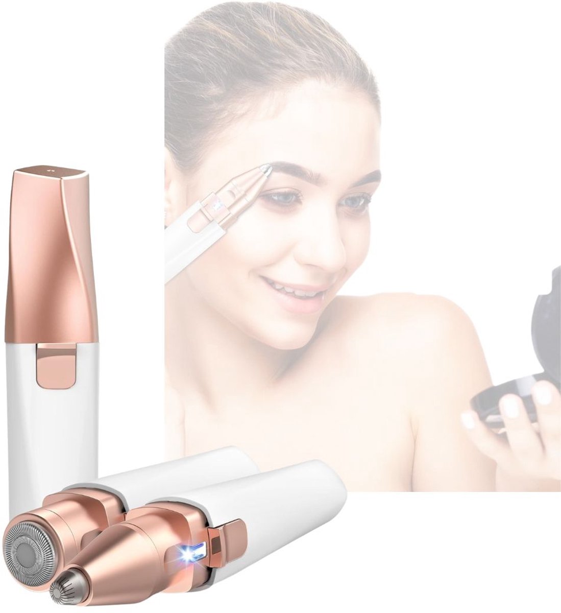 CRLYN® Wenkbrauw Trimmer - Precisietrimmer - Neushaartrimmer - Oortrimmer - Waterdicht - Oplaadbaar -Rozegoud