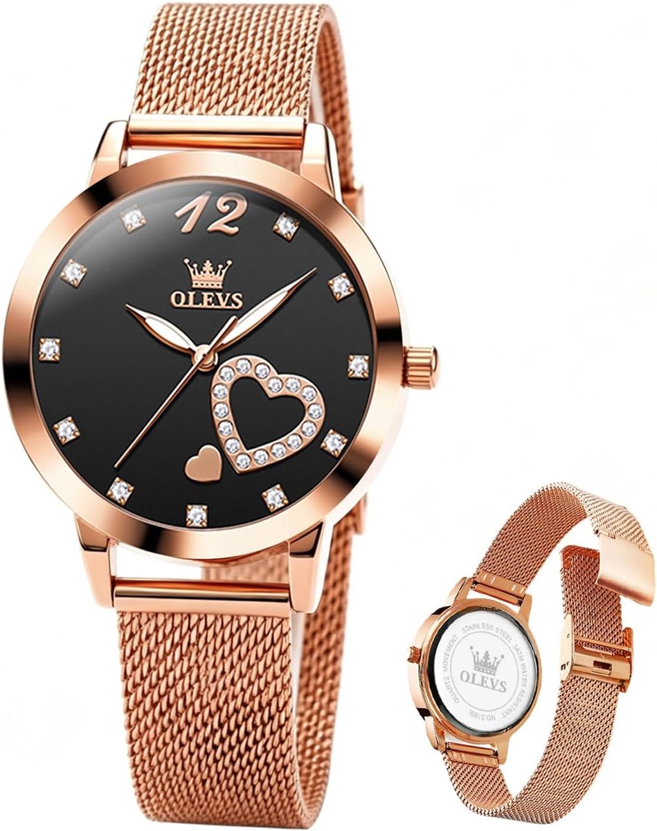 Stainless Steel Ladies Watch with Rose Gold Milanese strap. - ShopVlot