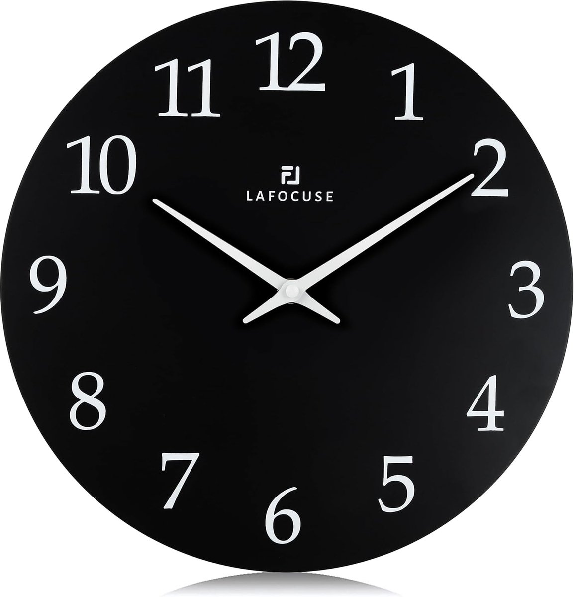 Lafocuse 30 cm MDF-houten wandklok, zwart, zonder tikkende geluiden, modern, geruisloos, werkt op batterijen - ShopVlot