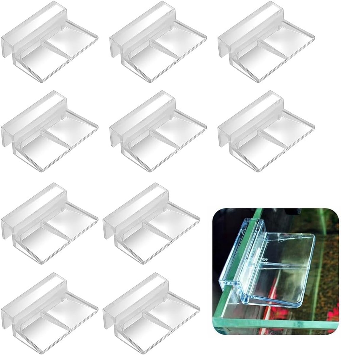 8 stuks glazen afdekkingen voor aquaria, glazen afdekking voor aquaria, aquariumdeksel, clip voor aquariumdeksel - ShopVlot