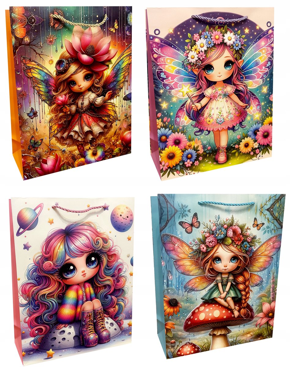 Decoratieve Cadeautas 31x40x12cm met Feeënprint - 1 Stuk