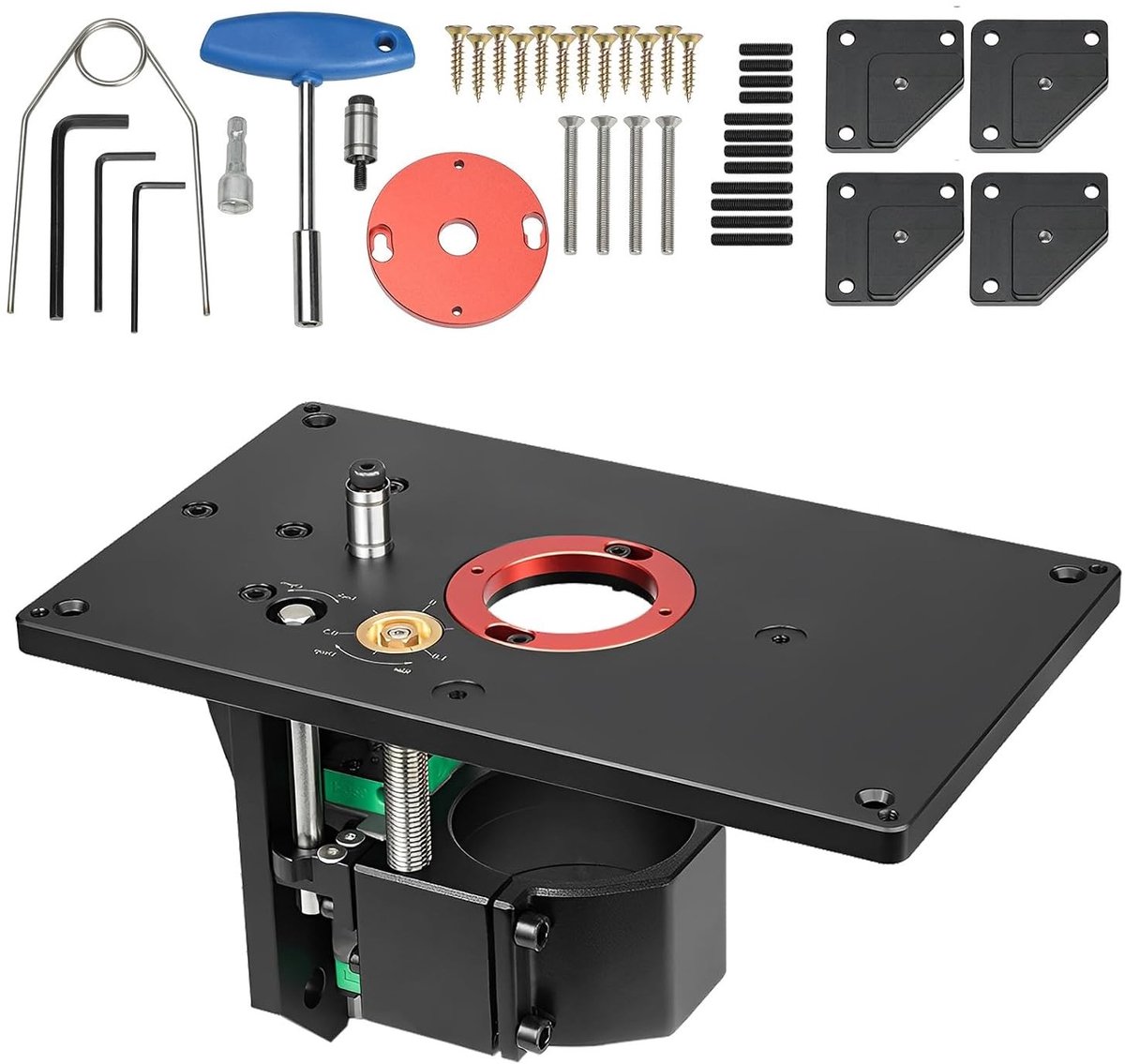 Omgekeerde Bovenfrees-tafel met Hefmechanisme - Aluminium - 250 x 150 x 150 mm - Professionele Houtbewerkingsset - Voor Hobbymakers