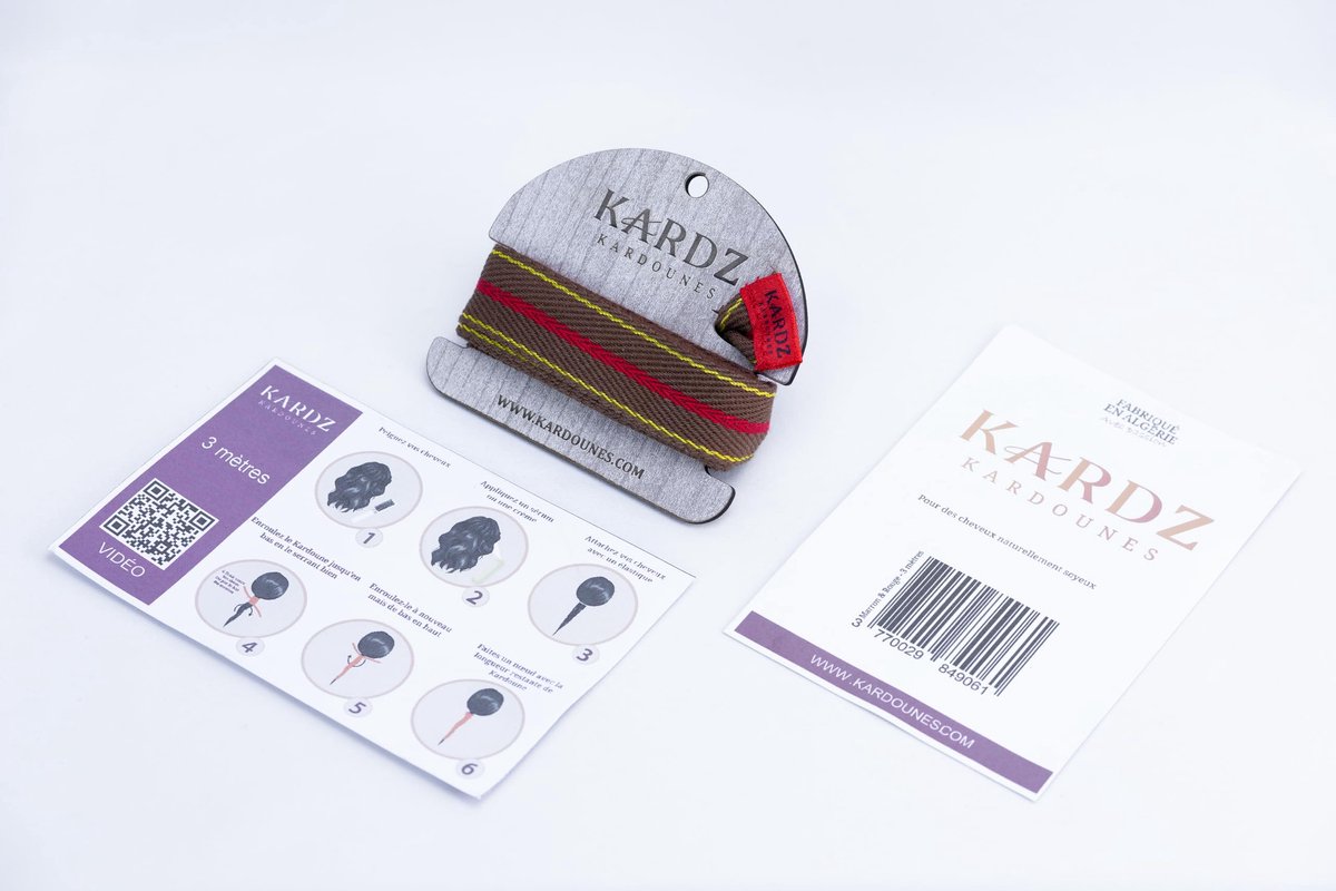 Originele KARDZ kleuren, 100% katoen, haspel van hout, genaaid, natuurlijke haarstijltang, gemaakt in Algerije (bruin - ShopVlot
