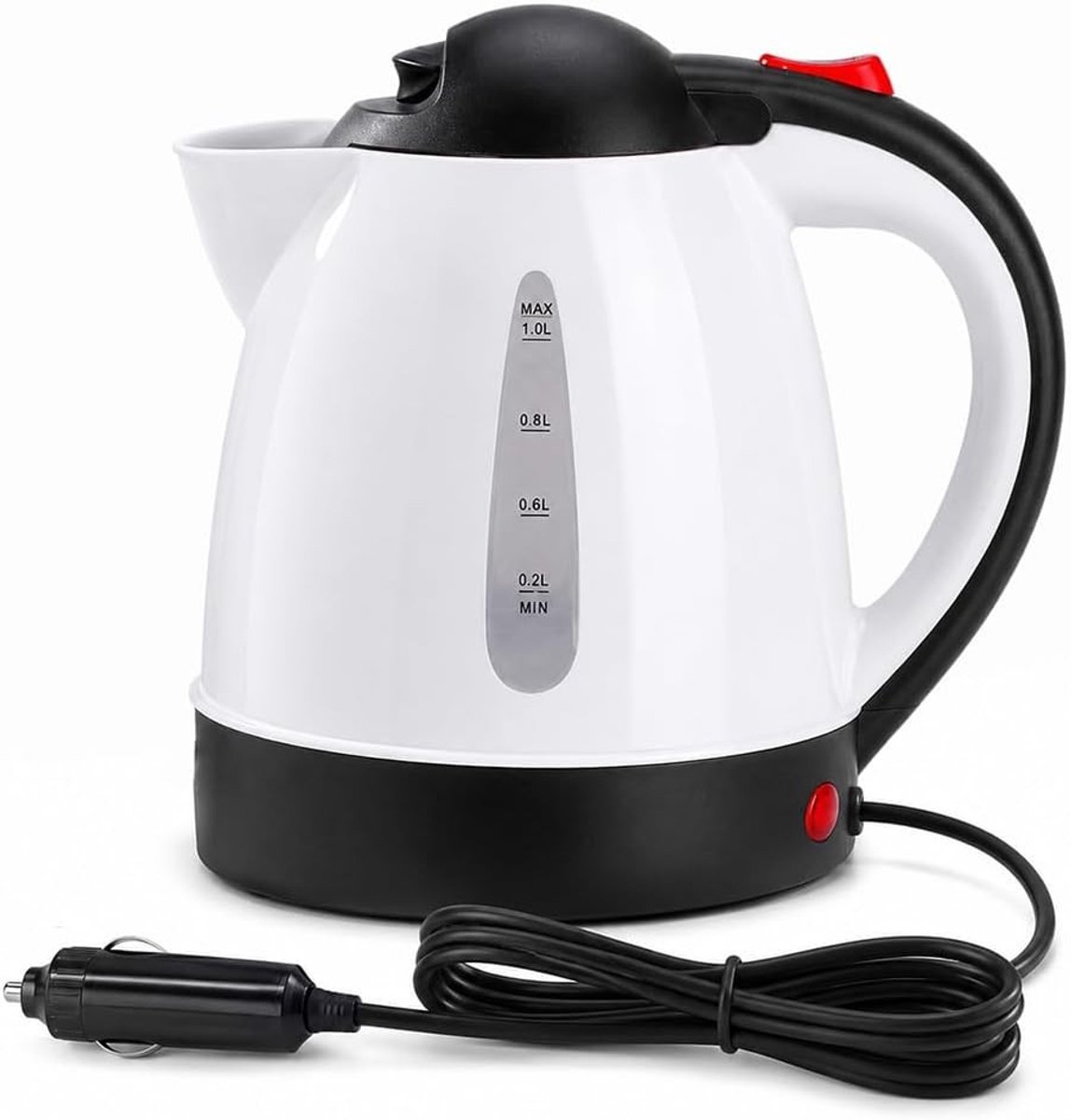 Waterkoker voor de auto - Wit - 1000 ml - Draagbare Autowaterkoker met Sigarettenaansteker - Voor Reisgebruik