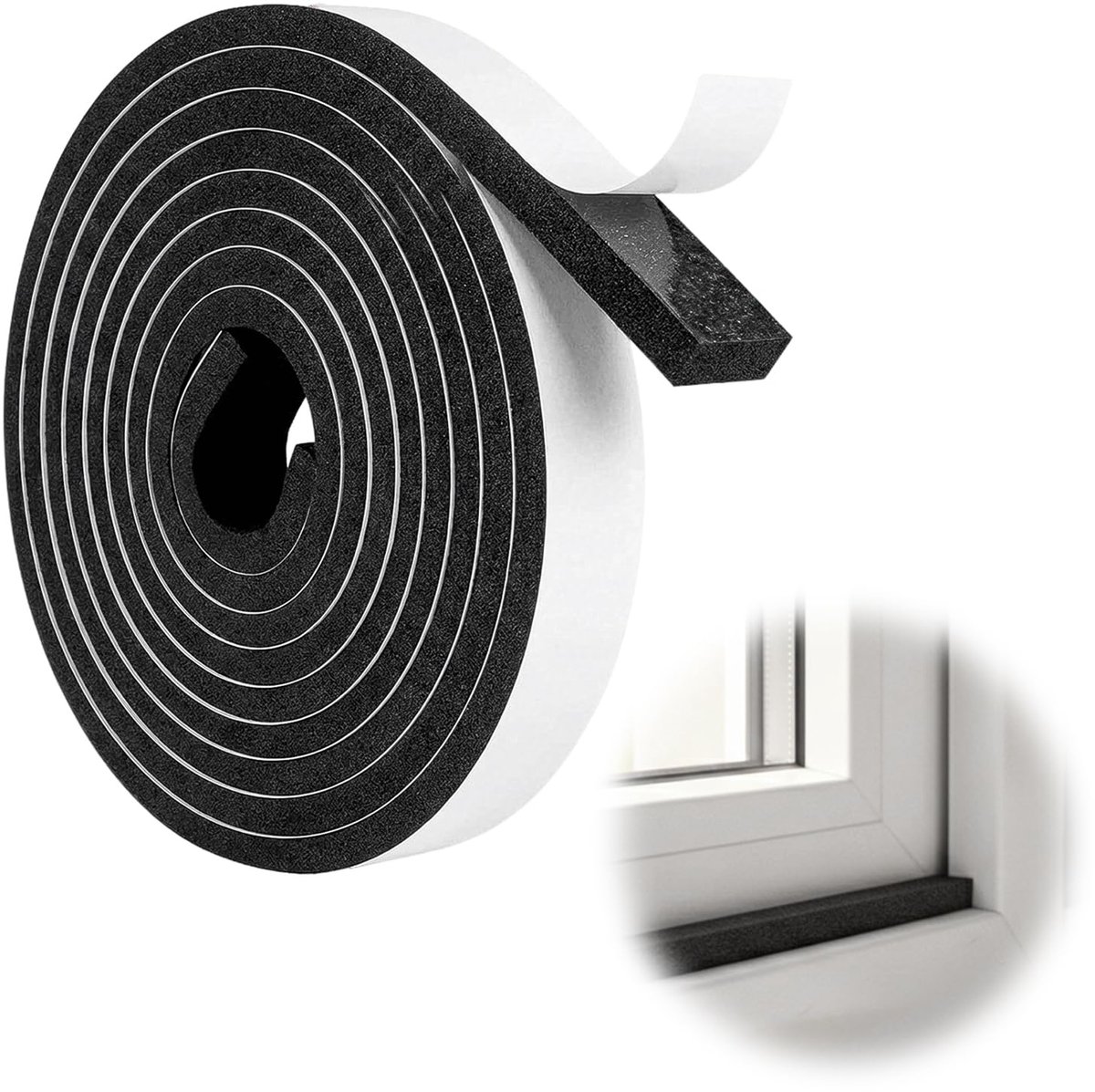 Zelfklevend schuimafdichtband 15mm breed - 5mm dik - voor deur- en raamisolatie - 2 rollen van 5M - ShopVlot