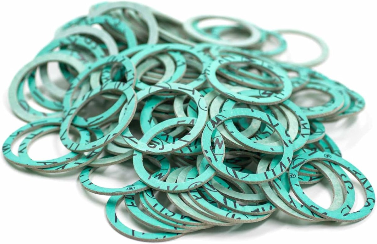 Flat fiber ring 1 1/2 inch - set van 100 - asbestvrij materiaal - tot 180°C voor sanitaire systemen - ShopVlot