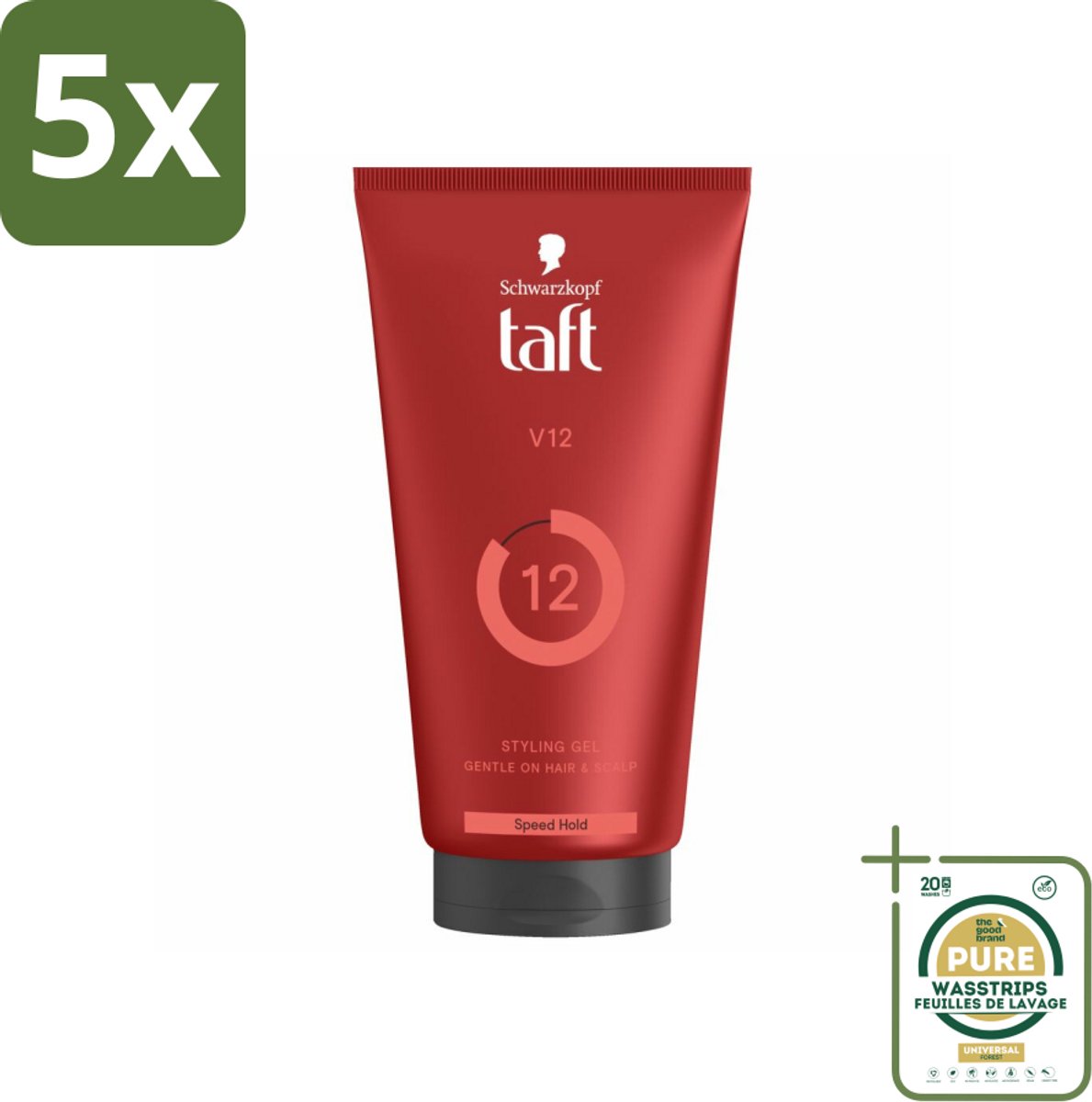 5 x Taft - V12 - Styling Gel - Turbo fixatie - 150 ml - Grootverpakking - Haartypen - Styling Gel - Turbo Fixatie - Snel Drogen - Krachtige Hold