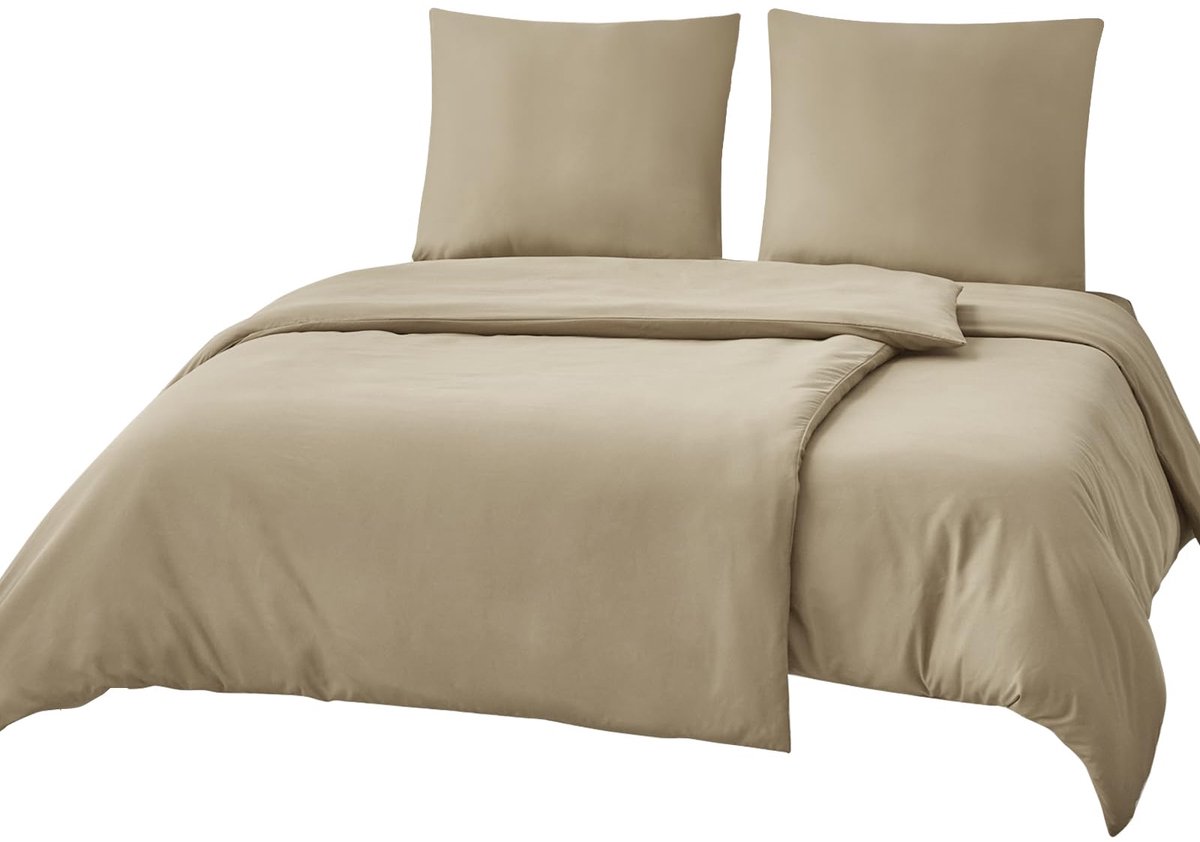 Beddengoed 135 x 200 cm - Kaki polyester microvezel - Oeko-Tex - Zacht en strijkvrij - ShopVlot