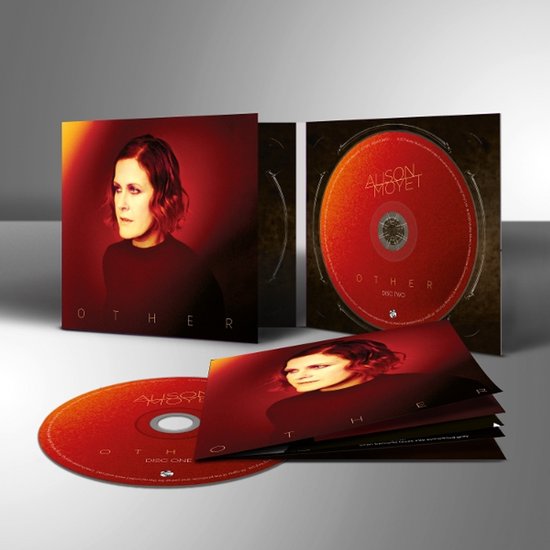 Alison Moyet cd-hoes met rode, oranje en bruine tinten, met op de voorkant een portret van Alison Moyet.