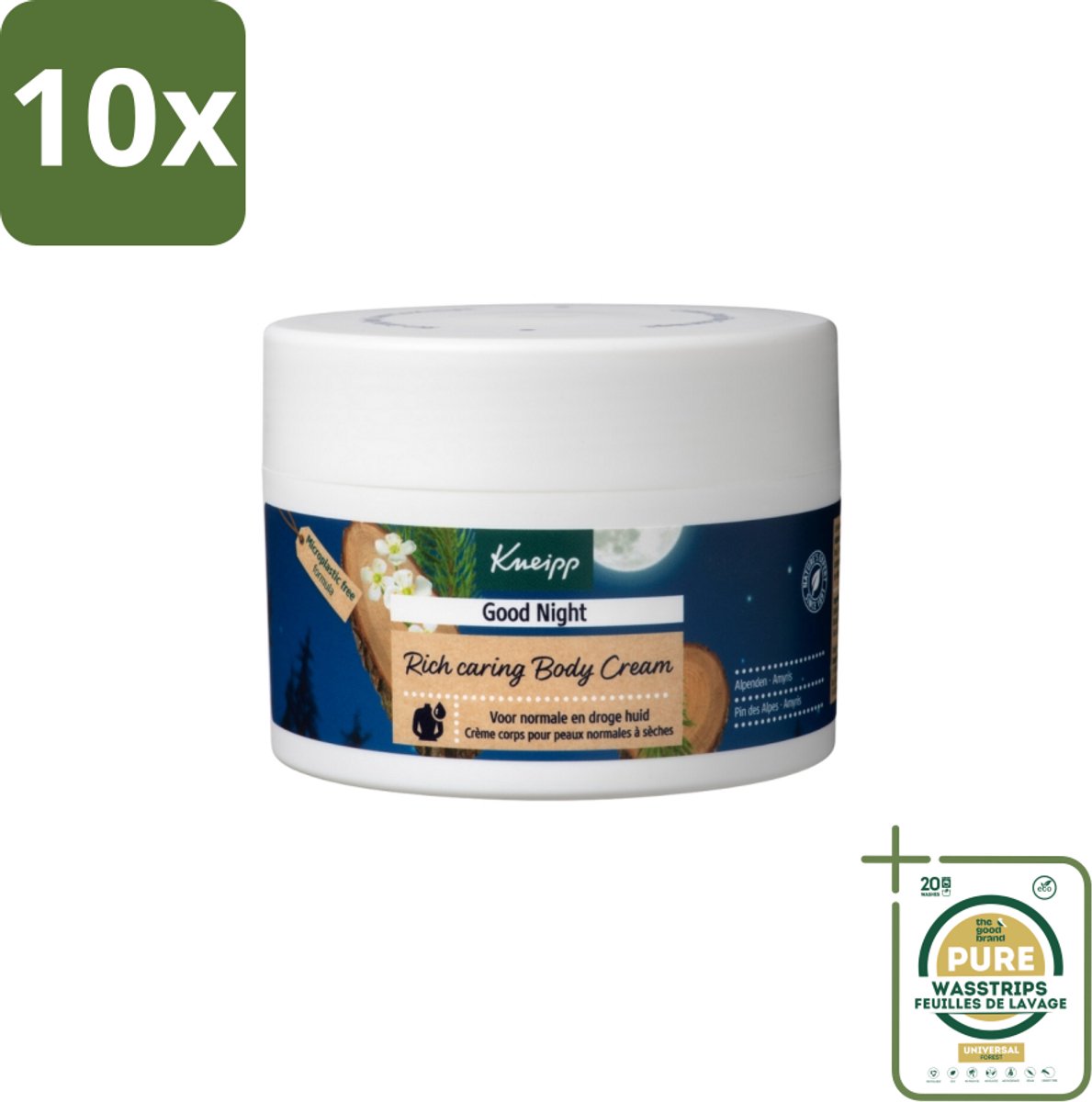 10 x Kneipp - Body crème - Good Night - Alpenden & Amyris - 200 ml - Grootverpakking - Nachtcrème - Slaapverzorging - Rustgevende Crème - Huidverzorging - Ontspanning
