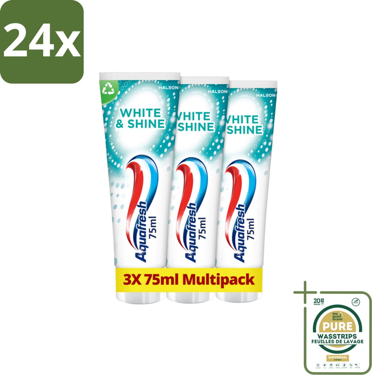 Aquafresh White & Shine Tandpasta - Voordeelverpakking - 3 tubes - Voordeelverpakking - 24 stuks - Glans - Microparels