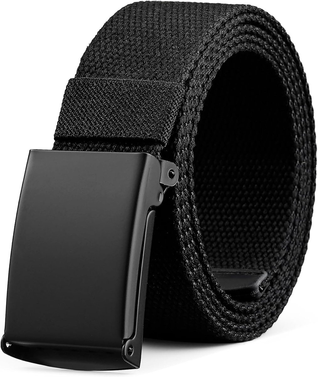 Men's Belt Without Holes Canvas Fabric Belt Men Infinitely Adjustable 38mm Outdoor Business Work Belt with Quick - ShopVlot
