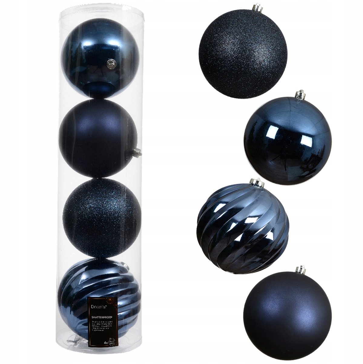 Grote Blauwe Kerstballen 14 cm Onbreekbaar 4 stuks